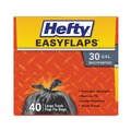 Trash Bags | Hefty E27744 Easy Flaps 30 Gallon 0.85 mil 30 in. x 33 in. Trash Bags - Black (40/Box, 6 Boxes/Carton) image number 2