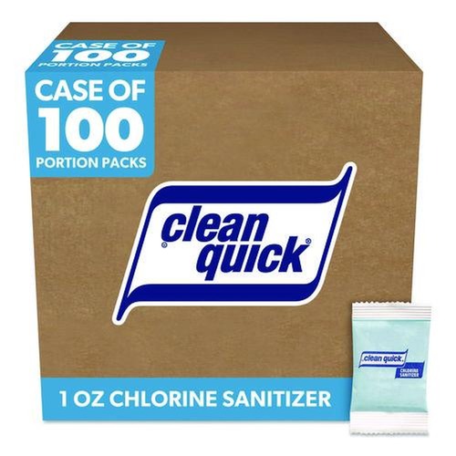 Just Launched | Clean Quick 02584 1 oz. Packet Powdered Chlorine-Based Sanitizer (100/Carton) image number 0