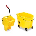 Mop Buckets | Rubbermaid Commercial FG758088YEL 35 qt. WaveBrake 2.0 Side-Press Plastic Bucket/Wringer Combos - Yellow image number 5