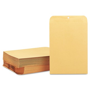 Quality Park QUA37890 9 in. x 12 in. No. 90 28 lbs. Bond Weight Kraft Cheese Blade Flap Clasp/Gummed Closure Clasp Envelope - Brown Kraft (100/Box)