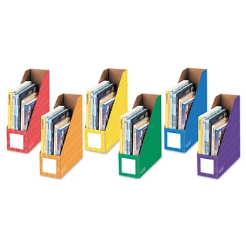 Bankers Box 3381901 4.25 in. x 11.38 in. x 12.88 in. Extra-Wide Cardboard Magazine File - Assorted (6/Pack)