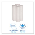 Trash Bags | Boardwalk H8046HWKR01 Low-Density 45 Gallon 0.6 mil 40 in. x 46 in. Waste Can Liners - White (25 Bags/Roll, 4 Rolls/Carton) image number 3