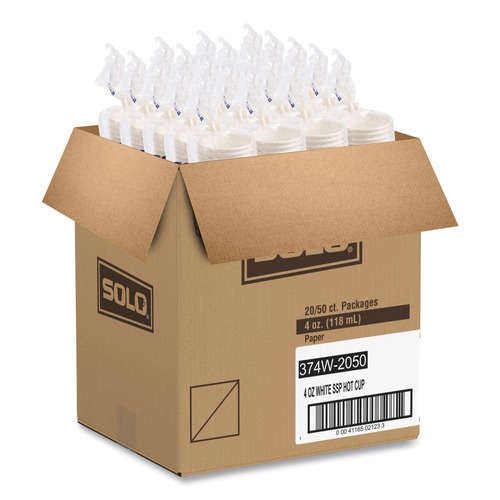 Cups and Lids | SOLO 374W-2050 4 oz Single-Sided Poly Paper Hot Cups - White (1000/Carton) image number 0
