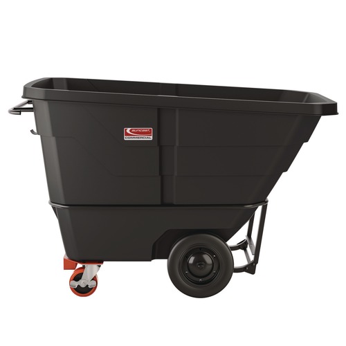 Trash & Waste Bins | Suncast Commercial RMTTHD100 1 cu. Yd. 2,200 lbs. Capacity Forkliftable Frame Heavy Duty Tilt Truck - Black/Red image number 0