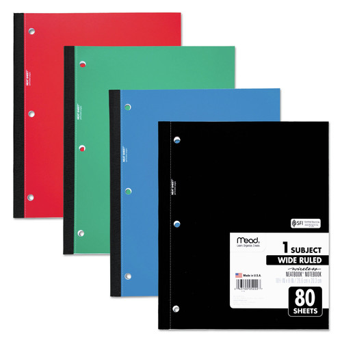 Notebooks & Pads | Mead 05222 (80) 10.5 in. x 8 in. Sheets 1-Subject Wide/Legal Rule Wireless Neatbook Notebook - Randomly Assorted Cover Color image number 0