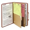 File Folders | Smead 19079 6 SafeSHIELD Fasteners 2 Dividers Legal Size 6-Section Pressboard Top Tab Pocket Classification Folders - Red (10/Box) image number 1