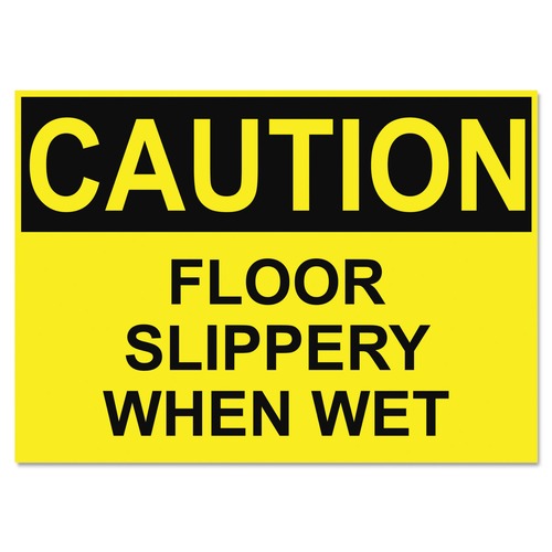 Floor Signs & Safety Signs | Headline Sign 5494 10 in. x 14 in. CAUTION SLIPPERY WHEN WET OSHA Safety Signs - Yellow/Black image number 0
