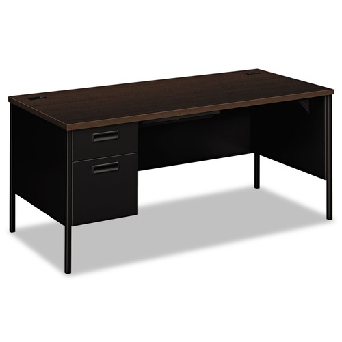 Office Desks & Workstations | HON HP3266L.MOCH.P 66 in. x 30 in. x 29.5 in. Metro Classic Series Left Pedestal "L" Workstation Desk - Mocha/Black image number 0