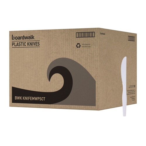  | Boardwalk BWK KNIFEMWPS Mediumweight Polystyrene Cutlery Knife - White (1000/Carton) image number 0