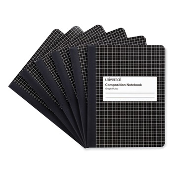 PAPER AND PRINTABLES | Universal UNV20957 100 Sheets 9.75 in. x 7.5 in. 4 sq-in. Quadrille Rule Composition Book - Black Marble (6/Pack)