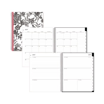 Blue Sky 130606 11 in. x 8.5 in. 12-Month (Jul 2025-Jun 2026) Analeis Create-Your-Own Cover Weekly/Monthly Planner - White/Black/Coral