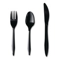 Cutlery | Boardwalk BWK3KITBLPP 3-Piece Mediumweight Plastic Fork/Knife/Spoon Polypropylene Cutlery Kit - Black (250/Carton) image number 1
