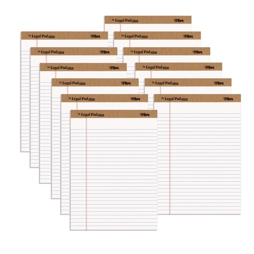 Notebooks & Pads | TOPS 71533 The Legal Pad Plus 8.5 in. x 11.75 in. Sheets Wide/Legal Rule Ruled Perforated Pads with 40 pt. Back - White (1-Dozen) image number 0