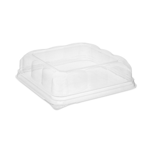 Food Trays, Containers, and Lids | Pactiv Corp. 75S20SDOME 7.5 x 7.5 x 2.02 Recycled Plastic Dome Lid for 6 x 6 Brownie Container - Clear (195/Carton) image number 0
