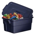 Cleaning Carts | Rubbermaid RMRT030003 10.63 in. x 15.69 in. x 7 in. 3 gal. Roughneck Storage Box - Dark Indigo Metallic image number 2