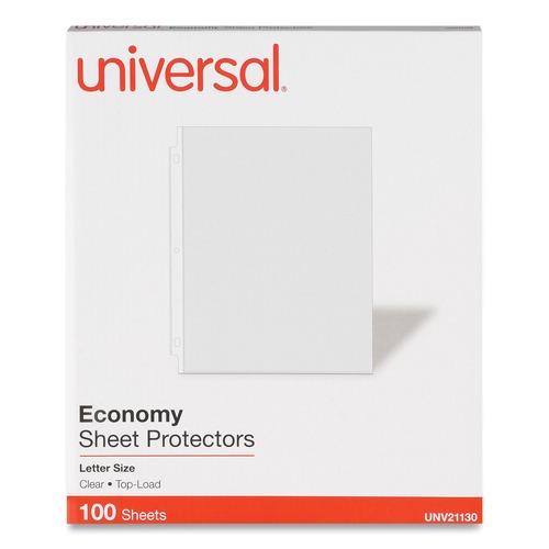 Sheet Protectors | Universal UNV21130 Top-Load Economy Letter Size Poly Sheet Protectors (100/Box) image number 0