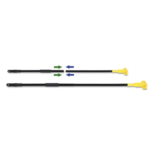 Mops | Boardwalk BWKFF610 1.5 in. Diameter x 59 in. Length 2-Piece Metal Handle with Plastic Jaw Head - Black/Yellow (1-Carton) image number 0