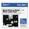 Labels | Brother P-Touch TZES941 0.7 in. x 26.2 ft. TZ Extra-Strength Adhesive Laminated Labeling Tape - Black on Matte Silver image number 3