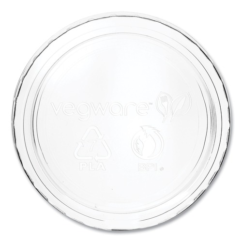Cups and Lids | Vegware CF736 2 oz. - 4 oz. Compostable Plastic Portion Pot Lids - Clear (2000/Carton) image number 0