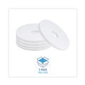 Cleaning & Janitorial Accessories | Boardwalk BWK4014WHI 14 in. Diameter Polishing Floor Pads - White (5/Carton) image number 4