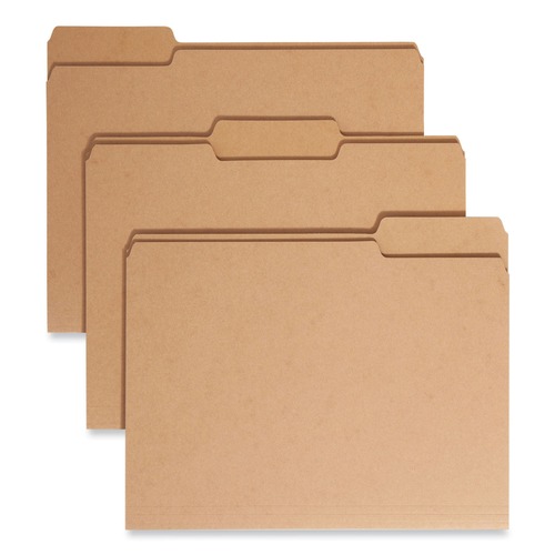 File Folders | Smead 10830 1/3-Cut Tabs Assorted Letter Size 0.75 in. Expansion Heavyweight Kraft File Folder - Brown (50/Box) image number 0