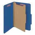 File Folders | Smead 18732 Four SafeSHIELD Fasteners 1 Divider Legal Size Four-Section Pressboard Top Tab Classification Folders - Dark Blue (10/Box) image number 0