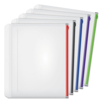 Cardinal 14650 8.5 x 11 Expanding Zipper Binder Pocket - Assorted Colors (5/Pack)