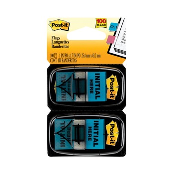 PAGE FLAGS | Post-it Flags 680-IH2 1 in. Initial Here Arrow Message Page Flags - Blue (100/Pack)