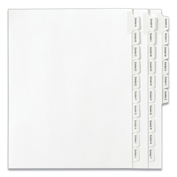 Avery 82105 26-Tab Exhibit A to Exhibit Z 11 in. x 8.5 in. Allstate Style Preprinted Legal Exhibit Side Tab Index Dividers - White (1-Set)
