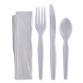 Cutlery | Boardwalk BWKFKTNHWPSWH Heavyweight Fork/Knife/Napkin/Teaspoon 4-Piece Plastic Cutlery Kit - White (250/Carton) image number 3