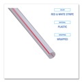 Cutlery | Boardwalk BWKJSTW775S24 7.75 in. Wrapped Jumbo Plastic Straws - White/Red Stripe (400/Pack, 25 Packs/Carton) image number 5