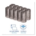 Trash & Waste Bins | Boardwalk H4832RKKR01 16 Gallon 0.35 mil 24 in. x 32 in. Perforated Roll Low-Density Waste Can Liners - Black (50 Bags/Roll, 10 Rolls/Carton) image number 3