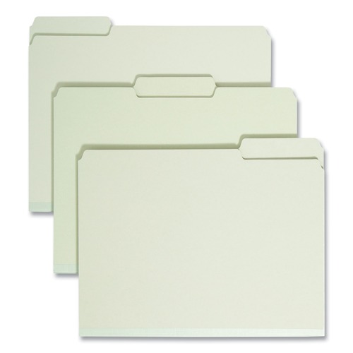 File Folders | Smead 13234 1/3-Cut Tabs Assorted Letter Size 2 in. Expansion Recycled Heavy Pressboard Folders - Gray-Green (25/Box) image number 0
