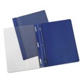 Report Covers & Pocket Folders | Universal UNV56138EE 1/2 in. Capacity Letter Size Tang Clip Plastic Report Covers - Clear/Dark Blue (25/Box) image number 2