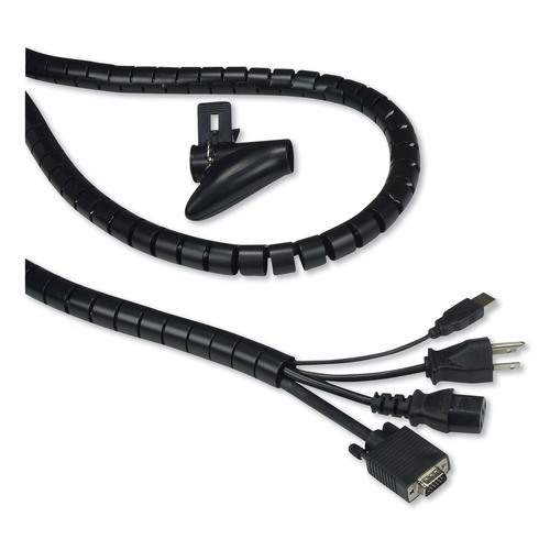 Office Cable Management | Innovera IVR39660 0.75 in. x 77.5 in. Cable Management Coiled Tube - Black image number 0