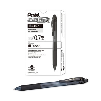 Pentel BL107-A 0.7 mm EnerGel-X Gel Pen - Medium/Black Ink/Smoke/Black Barrel (1-Dozen)
