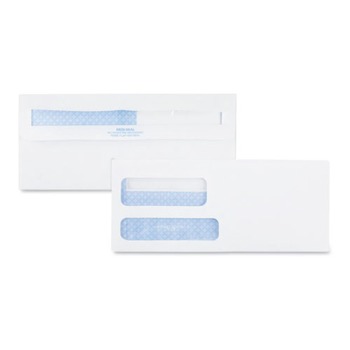 Quality Park QUA24529 #9 Commercial Flap Redi-Seal Adhesive Closure 3.88 in. x 8.88 in. Double Window Redi-Seal Security-Tinted Envelope - White (500/Box)