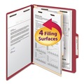 File Folders | Smead 13703 2 in. Expansion 1 Divider Letter Size 4 SafeSHIELD Fasteners Top Tab Classification Folders - Red Exterior (10/Box) image number 5