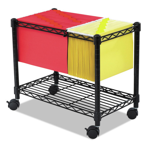 Office Filing Cabinets & Shelves | Safco 5201BL 1 Shelf 2 Bins Metal 14 in. x 24 in. x 20.5 in. Wire Mobile File - Black image number 0