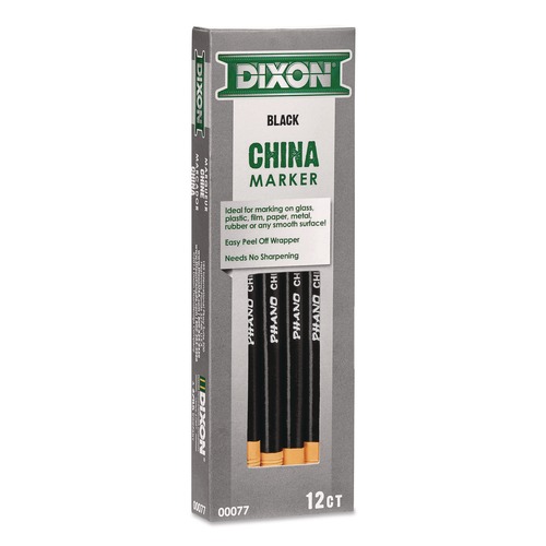 Arts & Crafts Supplies | Dixon 000770002 China Marker, Black, 12/Pack image number 0