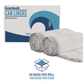Trash Bags | Boardwalk BWK1DK100 13 Gallon 24 in. x 28 in. Drawstring Kitchen Bags - White (50 Bags/Roll, 2 Rolls/Carton) image number 7