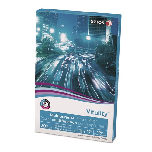 Copy & Printer Paper | Xerox 3R03761 Vitality 92 Bright 20 lbs. Bond Weight 11 in. x 17 in. Multipurpose Print Paper - White (1-Ream) image number 0
