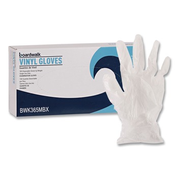 Boardwalk BWK365MBX 2.6 mil 13 in. Long Powder-Free General Purpose Vinyl Gloves - Medium, Clear (100/Box)
