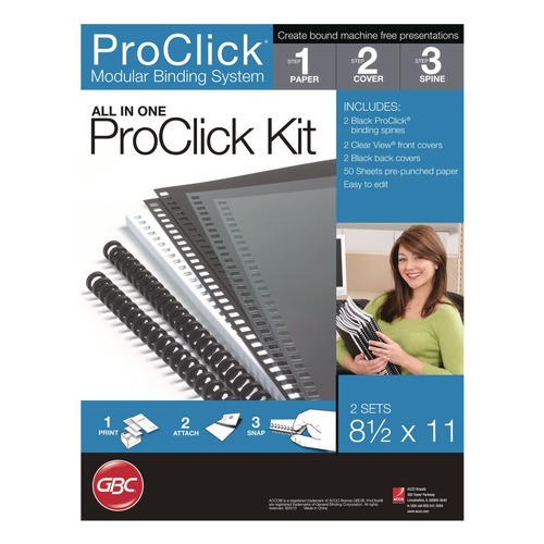 Sheet Protectors | GBC 2515665P 5/16 in. Capacity Instant Report Kit - Clear/Black Cover/Black Spine (2/Pack) image number 0
