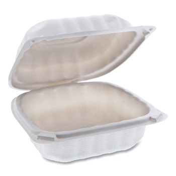 Pactiv Corp. YCN806000000 EarthChoice SmartLock 6 in. x 6 in. x 3.1 in. Microwaveable MFPP Hinged Lid Containers - White (400/Carton)