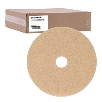 FACILITY MAINTENANCE SUPPLIES | Boardwalk BWK4019ULT 19 in. Diameter Burnishing Floor Pads - Tan (5/Carton)