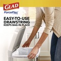 Trash & Waste Bins | Glad 78361 ForceFlex 24 in. x 27.38 in. 13 Gallon Kitchen Drawstring Trash Bags - White Fresh Clean Scent (240/Carton) image number 6