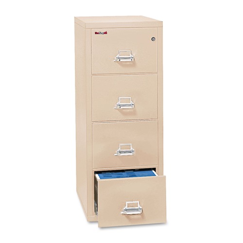 Office Filing Cabinets & Shelves | FireKing 4-2131-CPA 20.81 in. x 31.56 in. x 52.75 in. Insulated 4-Drawer Vertical File with 1-Hour Fire Protection - Parchment image number 0