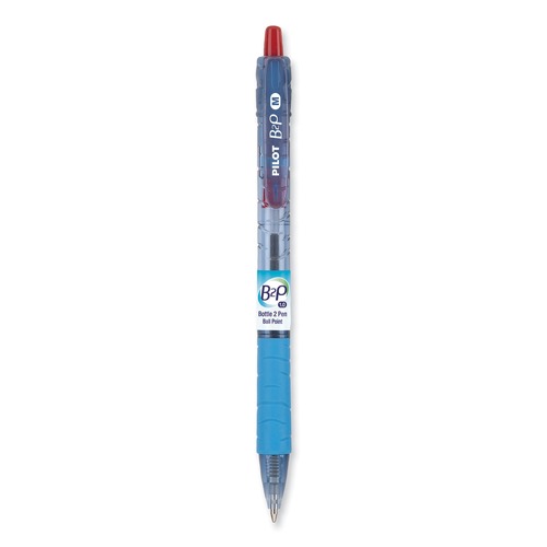 Pens | Pilot 32802 Medium 1 mm Retractable Red Ink B2P Bottle-2-Pen Recycled Ballpoint Pen - Translucent Blue Barrel (1-Dozen) image number 0