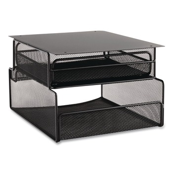 Safco 3244BL Onyx 12.33 in. x 10 in. x 7.25 in. Under Desk Hanging Mesh Organizer with Drawer - Black
